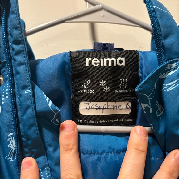 Reima Baby Girl Blue Animal Print Waterproof Snow Suit with Fur Hood, 9-12 Month - Picture 4 of 8